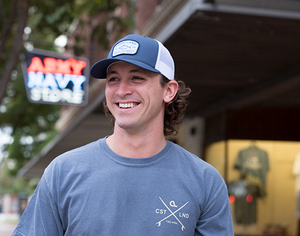 Navy White Fish Snapback